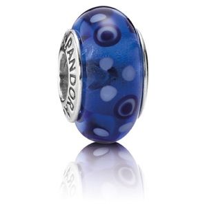 Pandora Set of 2 Blue Bubbles Murano Glass Charms